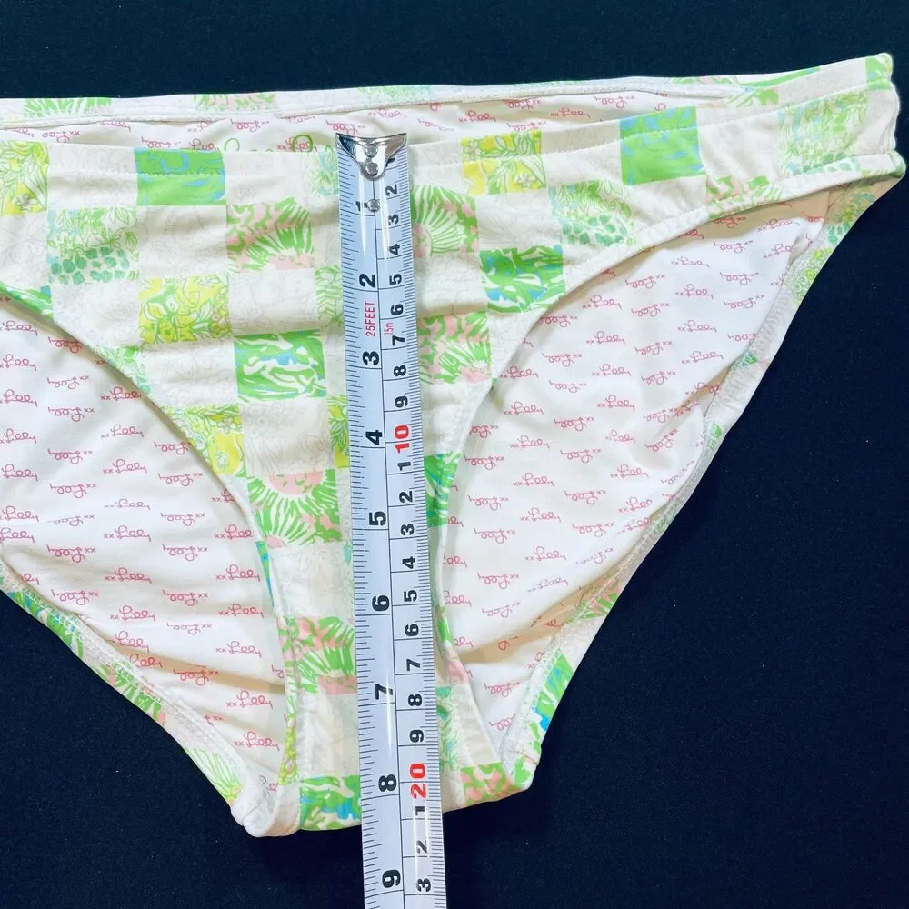 ~ RARE Lilly Pulitzer Med Bikini Swim Bottom Lioness Patch Pattern, Lined